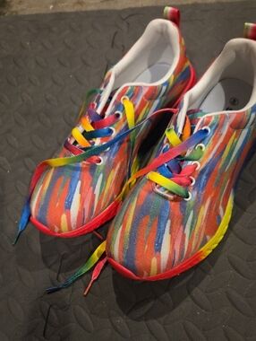 Sport Ladies Multicolor Striped Lace-Up Sneakers